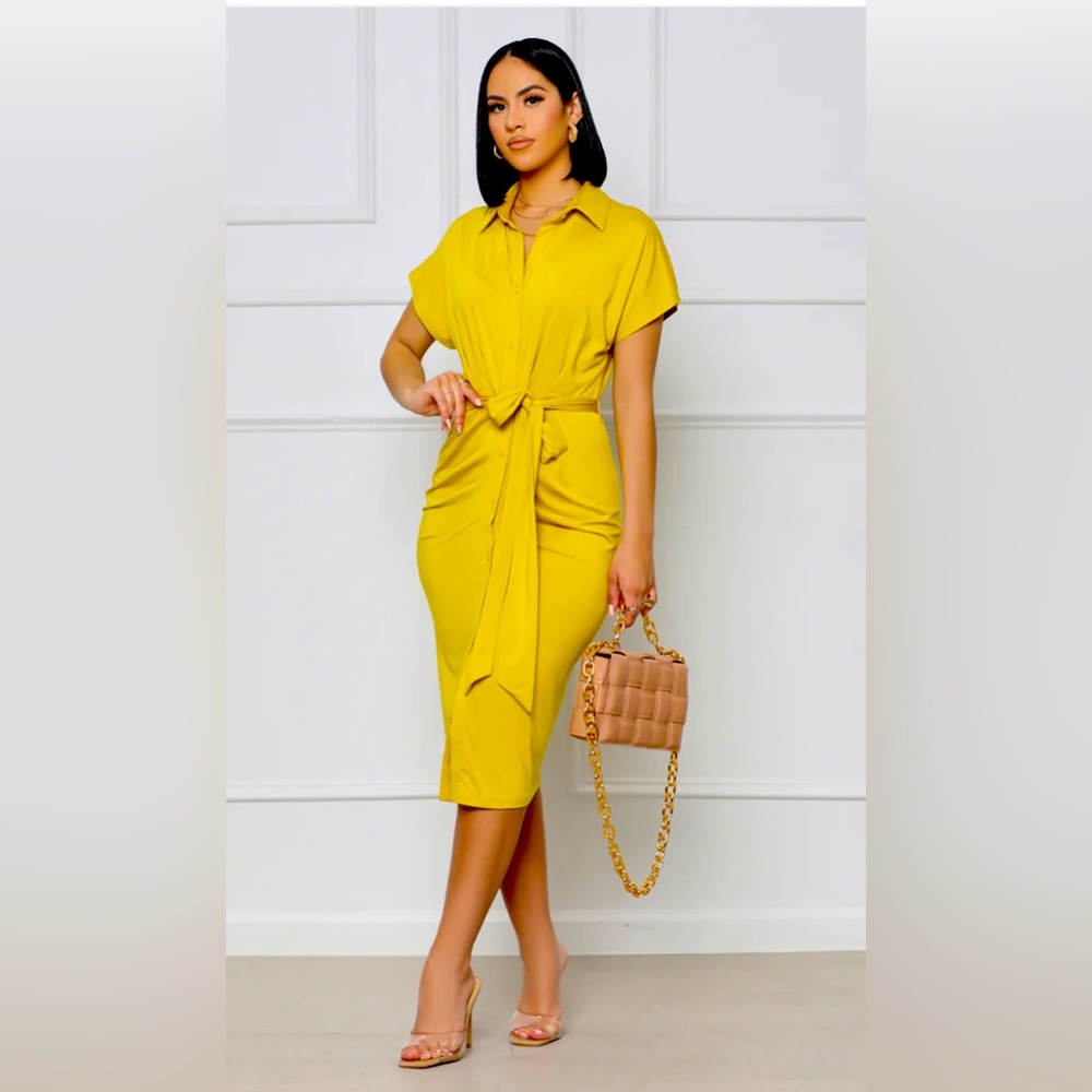 New with tags, yellowish green dress size L. On the site now for 51.00.